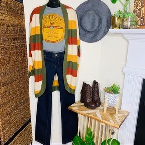 Rock It Multi-Stripe Long Cardigan